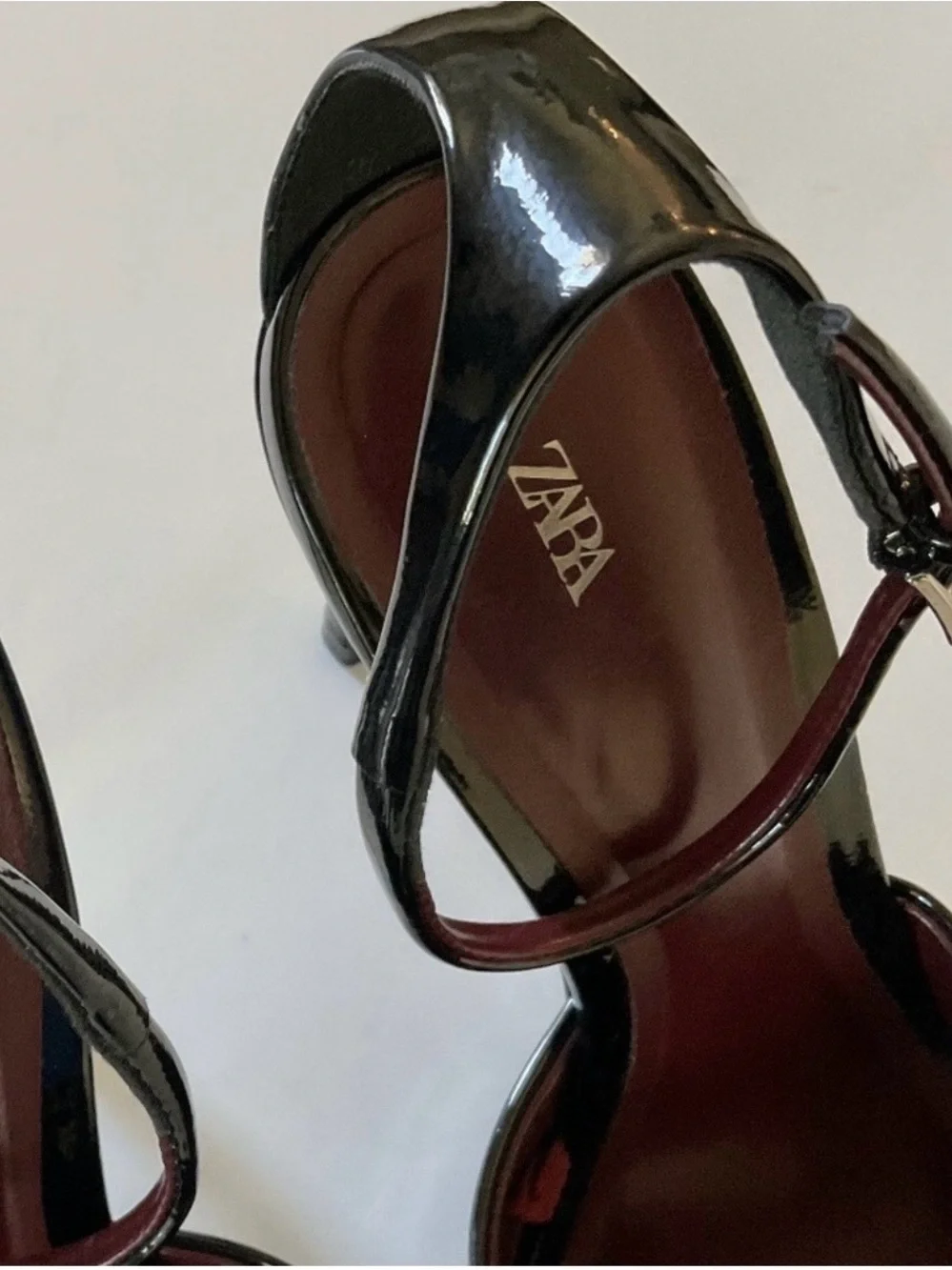 Zara Black Patent Pointed-Toe Ankle-Strap Stiletto - Picture 6 of 11